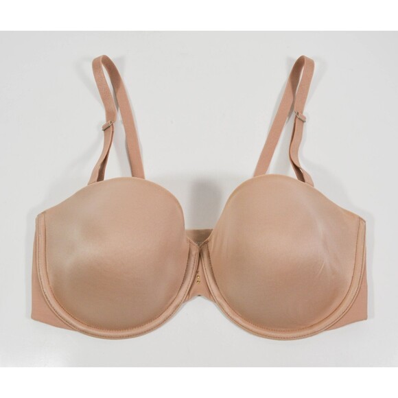 Victoria Secret Biofit Multi Way Beige Satin Strapless Convertible Bra Sz 32DD - Picture 2 of 5